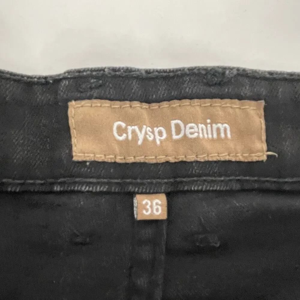 Crysp Denim Black Distressed Silver Chain Men's Jeans 36x33 (38x33)